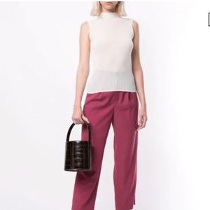 Ballsey High Neck Sleeveless White Ribbed Top